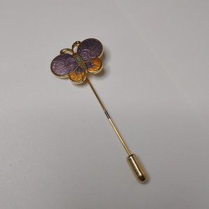 Little Purple And Gold Tone Butterfly Stick Pin